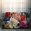Intricacy Vivid Flowers Printed Sherpa Fleece Blanket Floral Design
