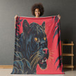 Lightning Panther Risograph Printed Sherpa Fleece Blanket Animal Design
