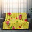 Juicy Tropical Fruits Printed Sherpa Fleece Blanket Summer Fruit Design