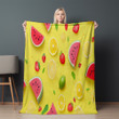 Juicy Tropical Fruits Printed Sherpa Fleece Blanket Summer Fruit Design