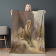 Lion Lying By The Rock Printed Sherpa Fleece Blanket Oil Painting Design