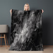 Mystery Black And White Marble Printed Sherpa Fleece Blanket Texture Design