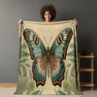 Majestic Peacock Butterfly Printed Sherpa Fleece Blanket Insect Design