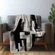 Minimalist Monochrome Architecture Printed Sherpa Fleece Blanket Geometric Design