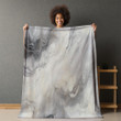 Luxurious Gray Marble Printed Sherpa Fleece Blanket Texture Design