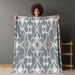 Monochromatic Moroccan Inspired Pattern Printed Sherpa Fleece Blanket Geometric Design