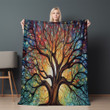 Massive Tree Towards The Sky Printed Sherpa Fleece Blanket Painting Design