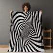 Monochrome Spirals Printed Sherpa Fleece Blanket Illusion Design