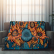 Modern Sunflowers Art Printed Sherpa Fleece Blanket Floral Design