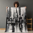 Modern Geometric Lines Printed Sherpa Fleece Blanket Seamless Pattern Design