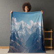 Majestic Mountains Printed Sherpa Fleece Blanket Realistic Landscape Design