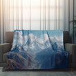 Majestic Mountains Printed Sherpa Fleece Blanket Realistic Landscape Design