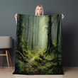 Mysterious Forest Scene Printed Sherpa Fleece Blanket Painting Landscape Design