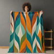Modern Abstract Mid Century Printed Sherpa Fleece Blanket Pattern Design