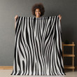 Monochrome Zebra Print Printed Sherpa Fleece Blanket Animal Design