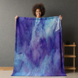 Midnight Blue Marble Printed Sherpa Fleece Blanket Texture Design