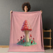 Mushroom Pixel Art Printed Sherpa Fleece Blanket Botanical Design