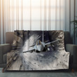 Military Jet Though A Hole Printed Sherpa Fleece Blanket Realistic Design