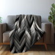 Monochromatic Chevrons Patterns Printed Sherpa Fleece Blanket Geometric Design
