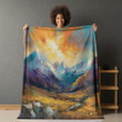 Mountain Touch Vibrant Sky Printed Sherpa Fleece Blanket Painting Landscape Design