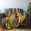 Mischievous Puppy Running Through A Field Printed Sherpa Fleece Blanket For Kids Animal Painting Design