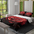 Beautiful Red Rose After The Rain Printed Bedding Set Bedroom Decor