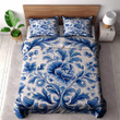 Azulejo Spring Blue Seamless Pattern On White Design Printed Bedding Set Bedroom Decor