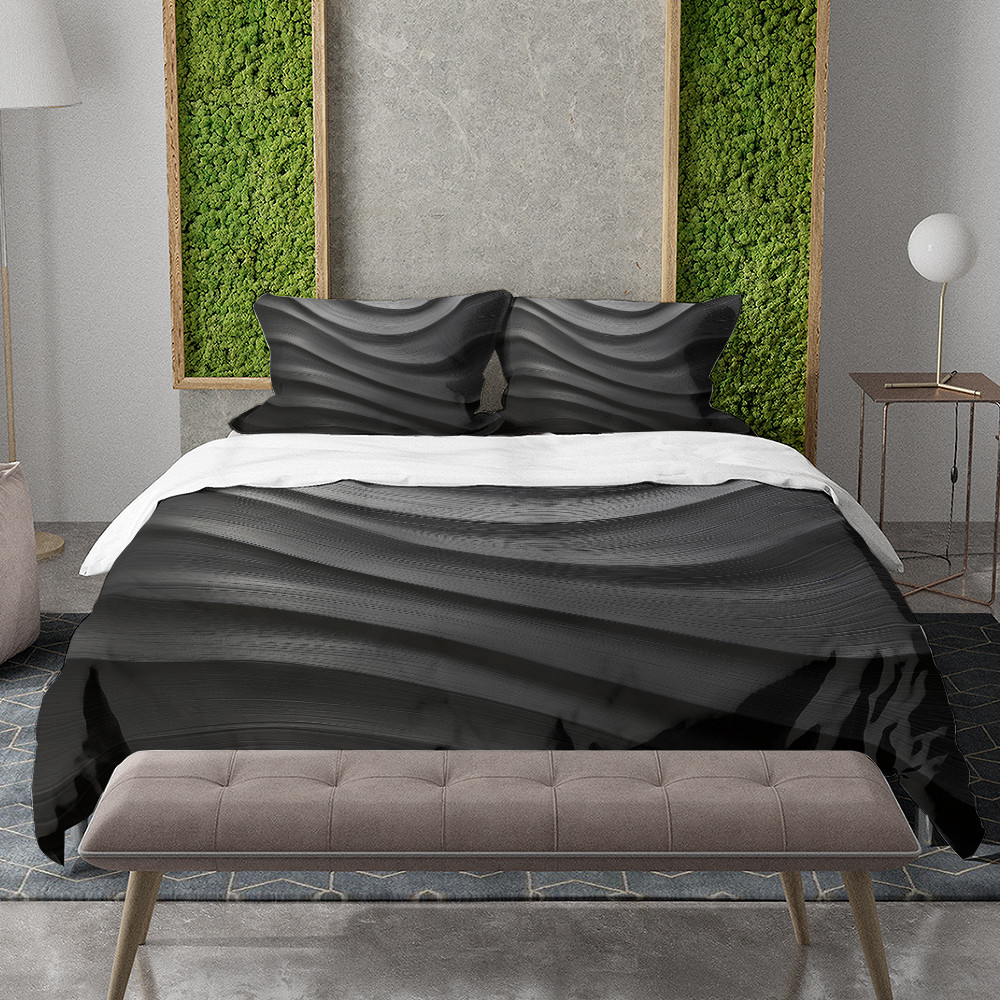 Abstract Black Lines Pattern Printed Bedding Set Bedroom Decor