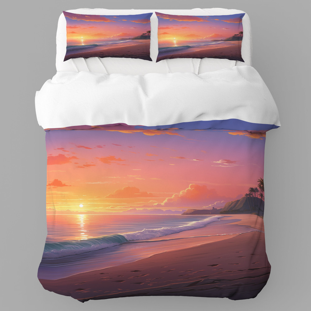 Beach Scene At Twilight Landscape Design Printed Bedding Set Bedroom Decor
