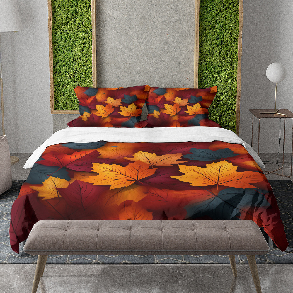 Autumn Leaves Background Seamless Pattern Design Printed Bedding Set Bedroom Decor