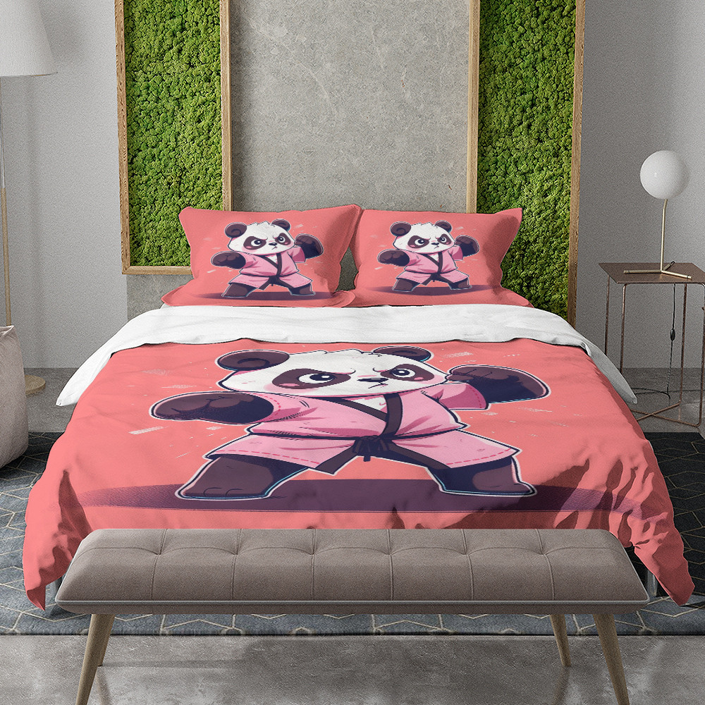 2D Karate Panda Printed Bedding Set Bedroom Decor Animal Design