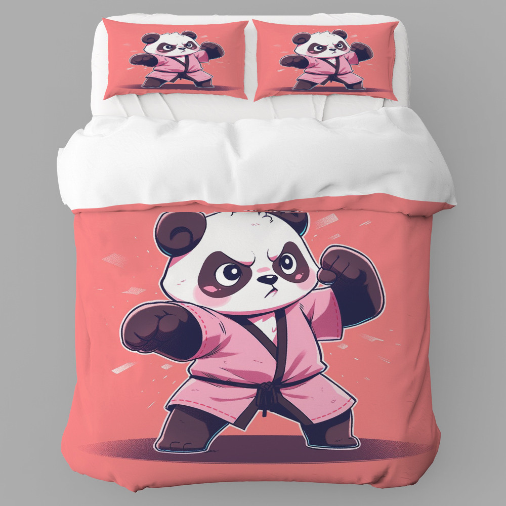 2D Karate Panda Printed Bedding Set Bedroom Decor Animal Design