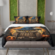 Angry Owl Wearing Witch Hat Printed Bedding Set Bedroom Decor Halloween Day