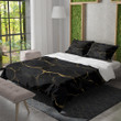 Black Marble Gold Veins Texture Design Printed Bedding Set Bedroom Decor