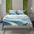 Abstract White And Turquoise Pattern Printed Bedding Set Bedroom Decor