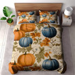 Blue And Orange Pumpkins Autumn Halloween Design Printed Bedding Set Bedroom Decor