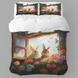 Adorable Bunnies Rabbit Animal Design Printed Bedding Set Bedroom Decor