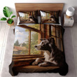 Border Collie Dog Looking Through Window Animal Design Printed Bedding Set Bedroom Decor