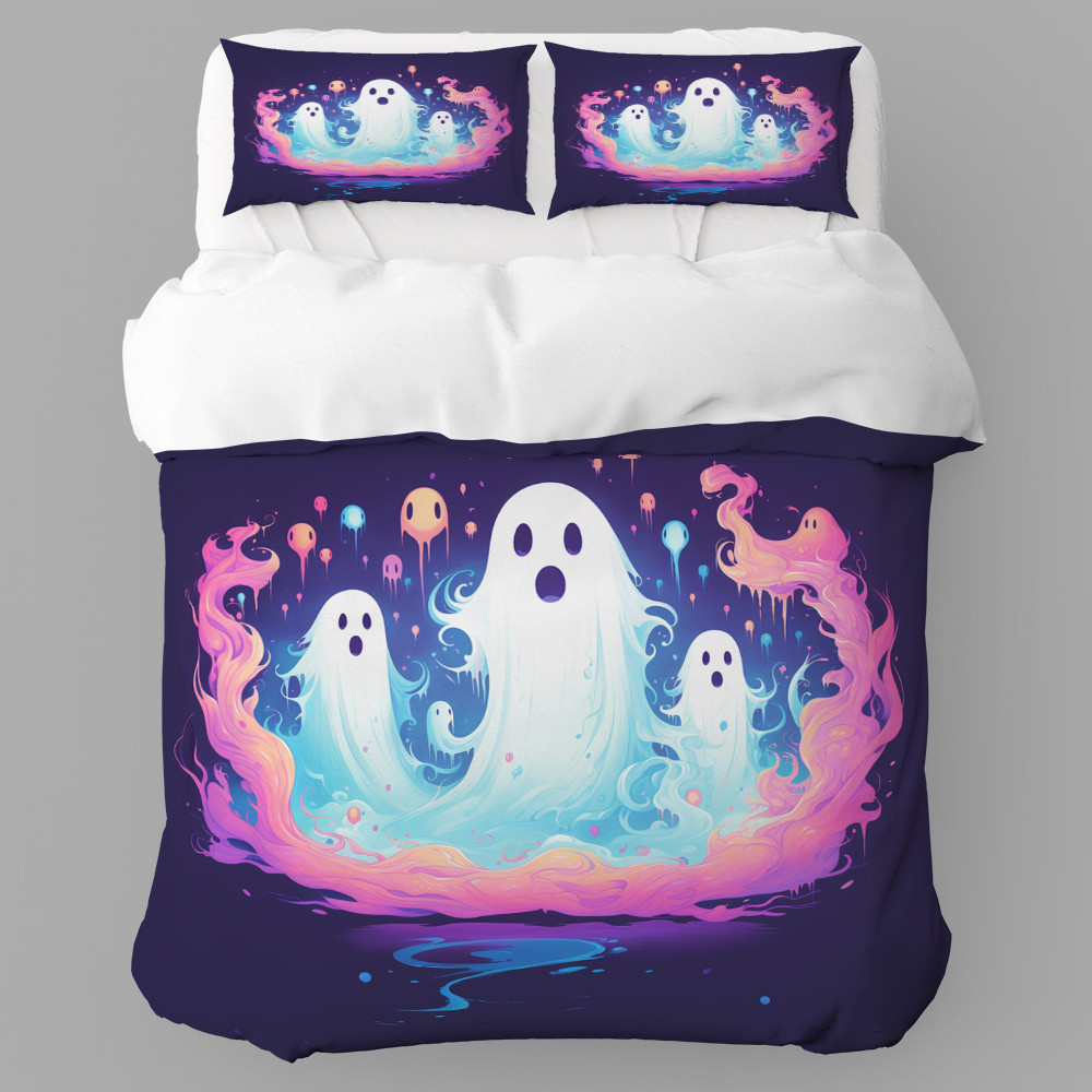 Funny Ghosts Flying Halloween Design Printed Bedding Set Bedroom Decor