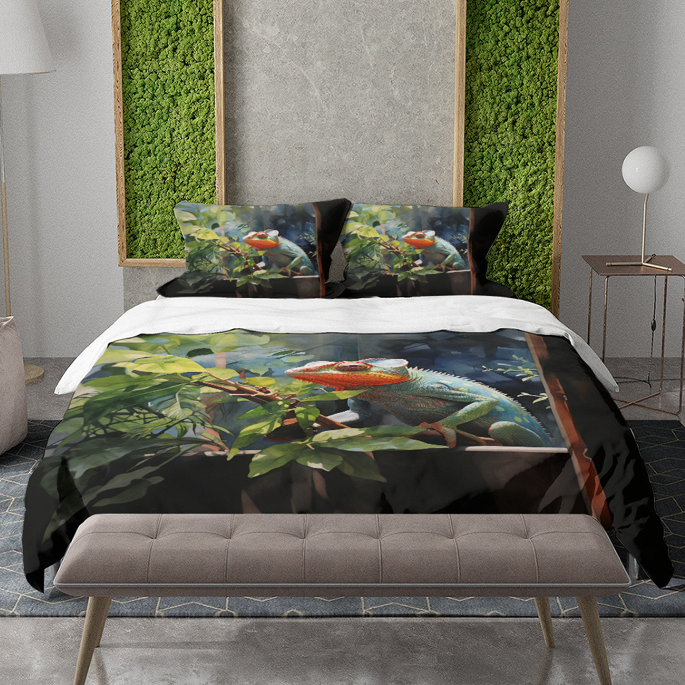 Chameleon Stealth Mode Animal Funny Design Printed Bedding Set Bedroom Decor