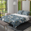 Flowers Pastel Blue Background Floral Design Printed Bedding Set Bedroom Decor