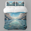 Expressive Line Landscape Optical Illusion Design Printed Bedding Set Bedroom Decor