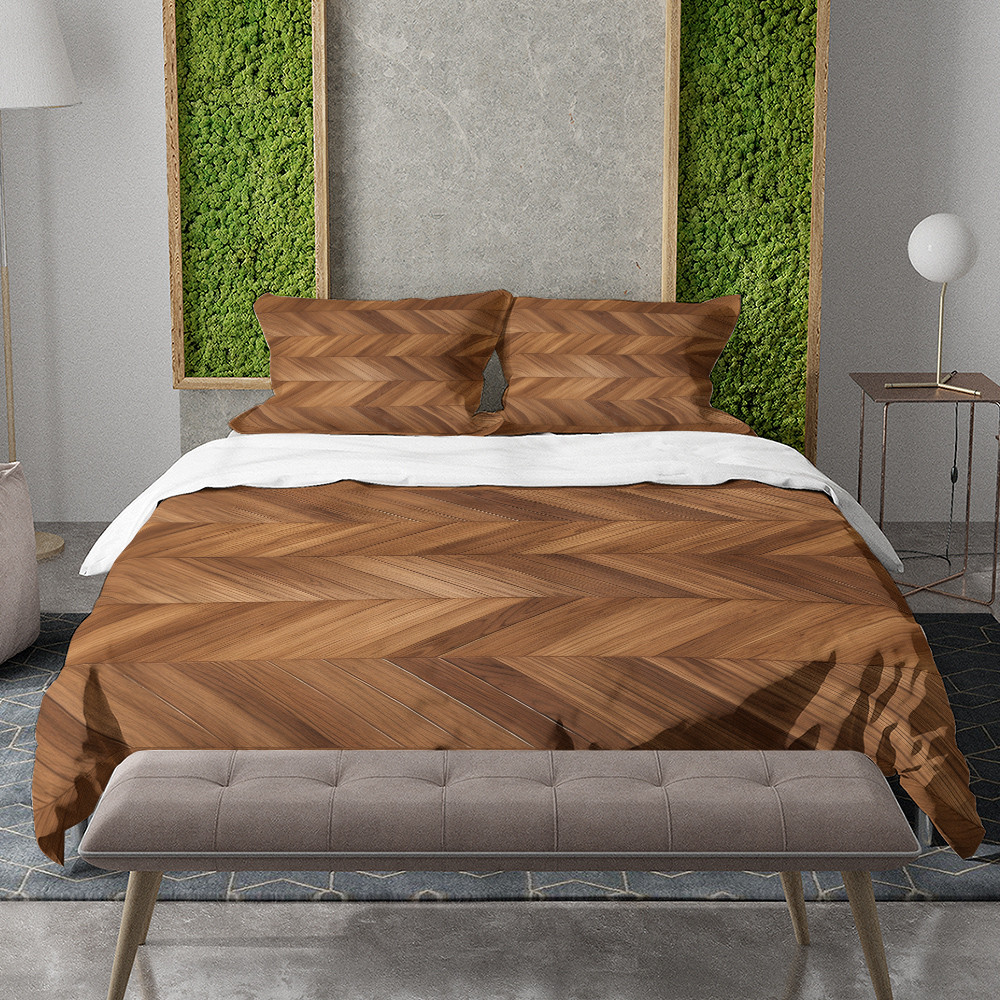 Classic Parquet Wood Pattern Texture Design Printed Bedding Set Bedroom Decor