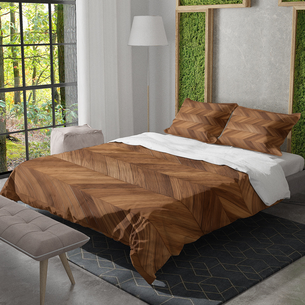 Classic Parquet Wood Pattern Texture Design Printed Bedding Set Bedroom Decor