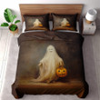 Cute Ghost Holding Pumpkin Halloween Design Printed Bedding Set Bedroom Decor