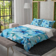 Cool Blue Hibiscus Flowers Floral Design Printed Bedding Set Bedroom Decor