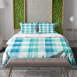 Christmas Blue Seafoam Green Plaid Seamless Pattern Design Printed Bedding Set Bedroom Decor