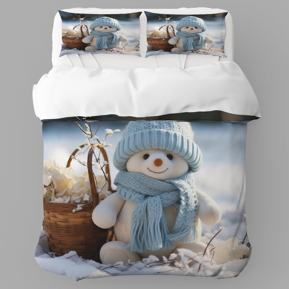 Cute Teddy Bear Wearing Beanie Printed Bedding Set Bedroom Decor