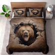 Fearsome Grizzly Bear Through Hole Animal Design Printed Bedding Set Bedroom Decor