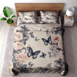 Blush Pink Roses Butterfly Animal Floral Design Printed Bedding Set Bedroom Decor
